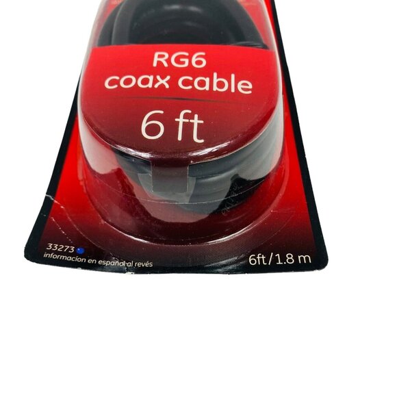 GE RG6 Coax Cable 6 Ft Black Audio/Video Connector Television NIB - Picture 3 of 3